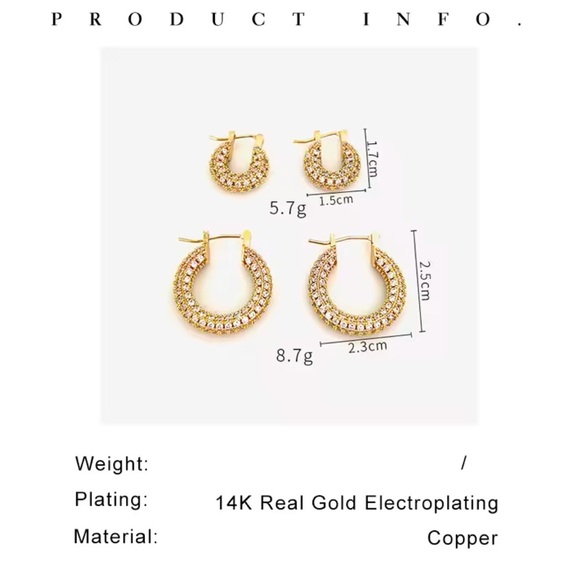 Baby Hoop Crystal Gold Earrings - Picture 5 of 6